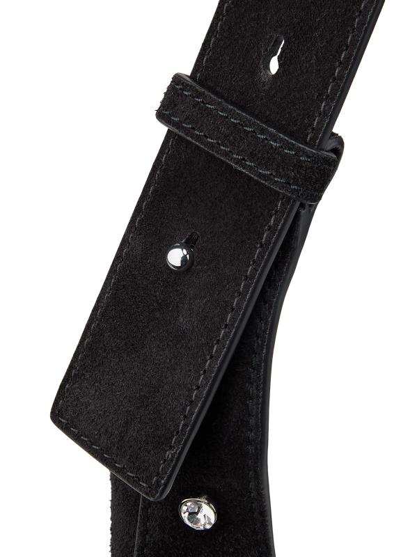 #7: حقيبة كتف صغيرة من الجلد المدبوغ مزينة بالكريستال - أسود