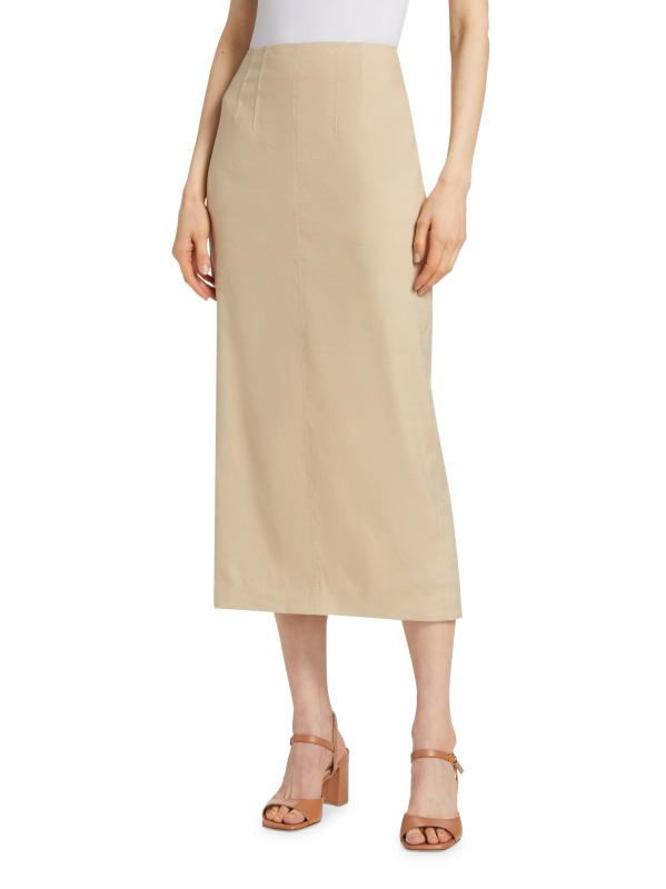 【Veronica Beard】 Kimptonリネンブレンドミディスカート 0400021481008_STONEKHAKI?wid=