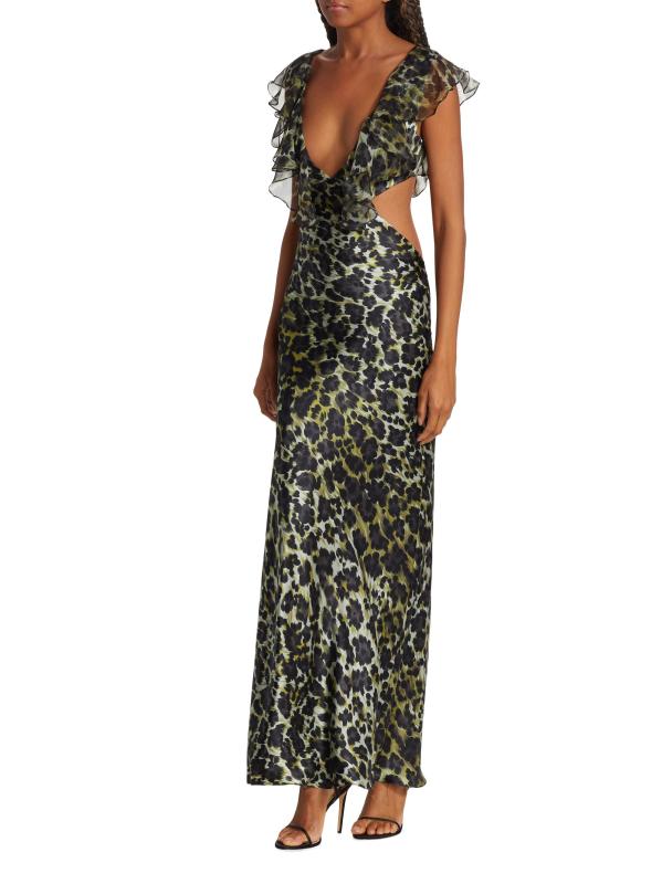 #3: فستان Malia بنقشة من الحرير بنقشة جلد الفهد - نمر كاكي