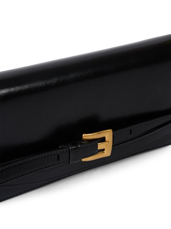 #4: محفظة Shuffle الجلدية على حقيبة السلسلة - أسود