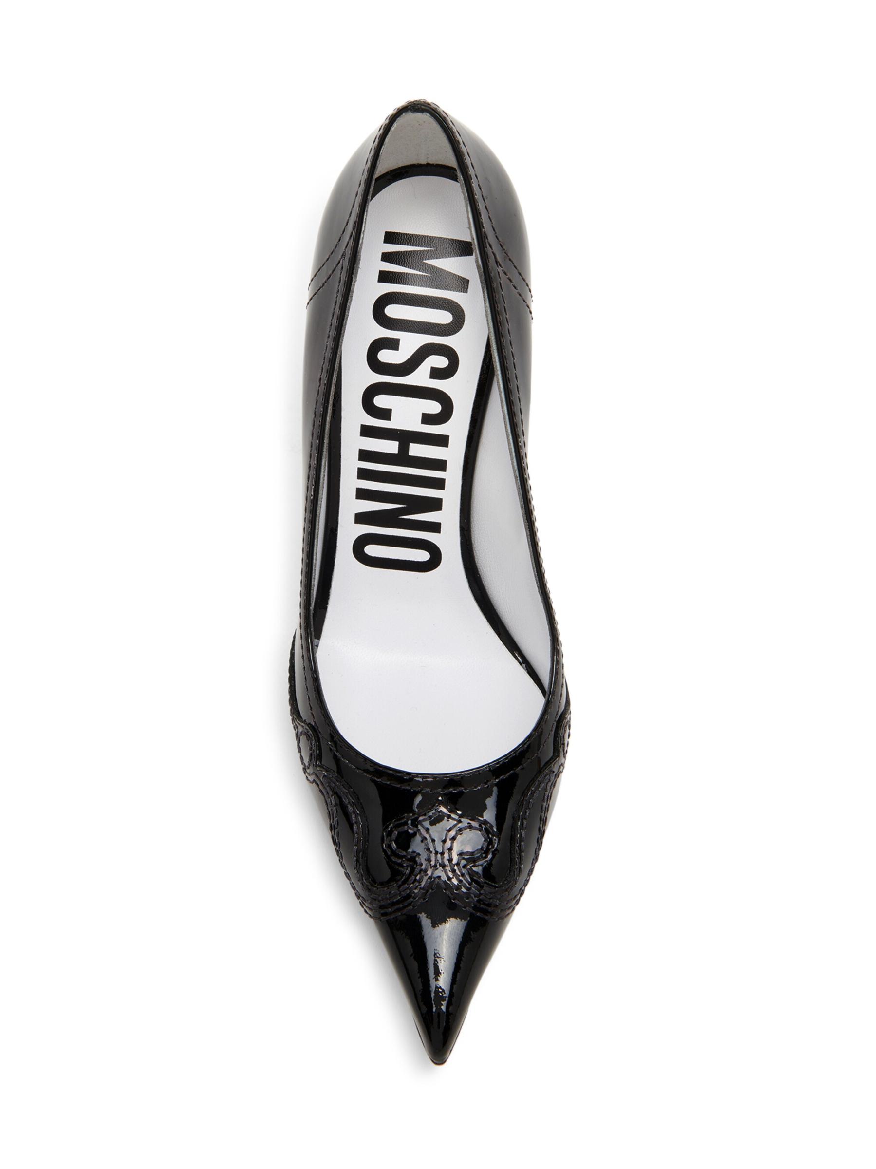 【Moschino】100mmレザーパンプス Moschino - クエスチョン・ステッチ100MMレザーパンプス を