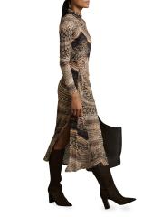 【海外限定】REISSワンピース☆Brown Naomi Snake-Print Draped Buy Reiss Brown Naomi Snake-Print Draped Midi Dress from