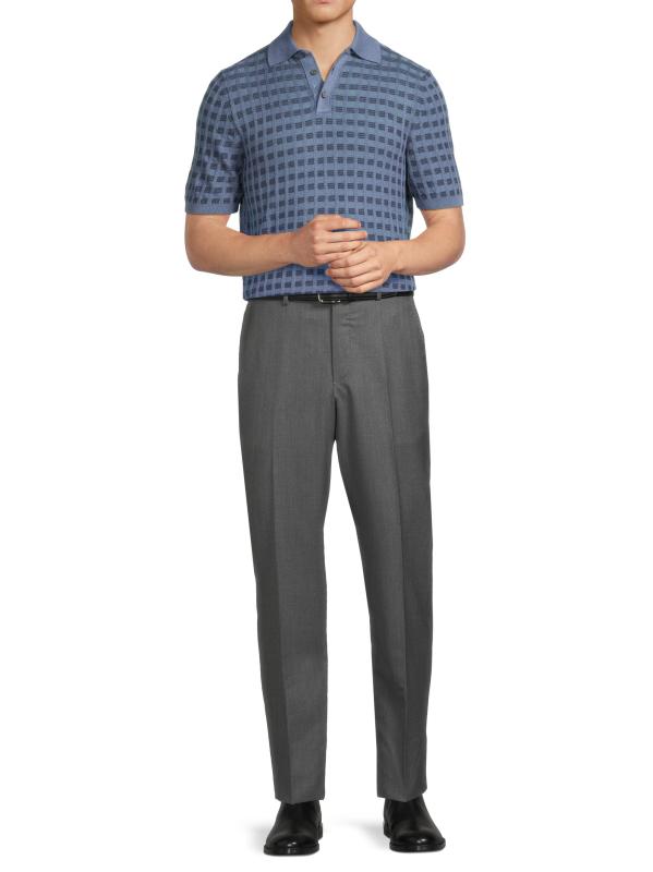 #6: قميص بولو من الحرير والكشمير والصوف الجاكار - باستيل بلو