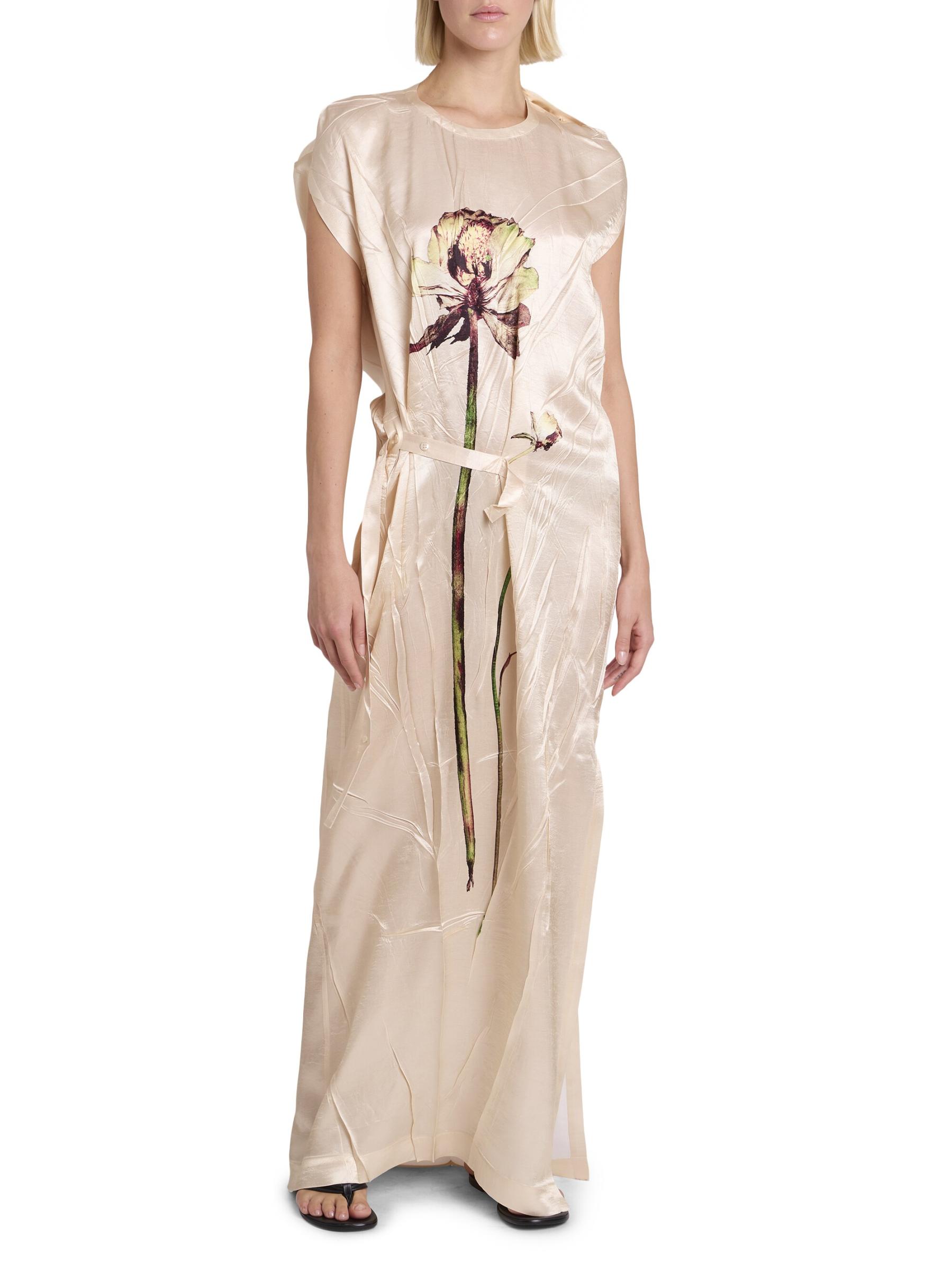 【ISSEY MIYAKE】PRESSED FLORA PLEATS DRESS Yellow Pressed Flora Pleats Maxi Dress by ISSEY MIYAKE on Sale