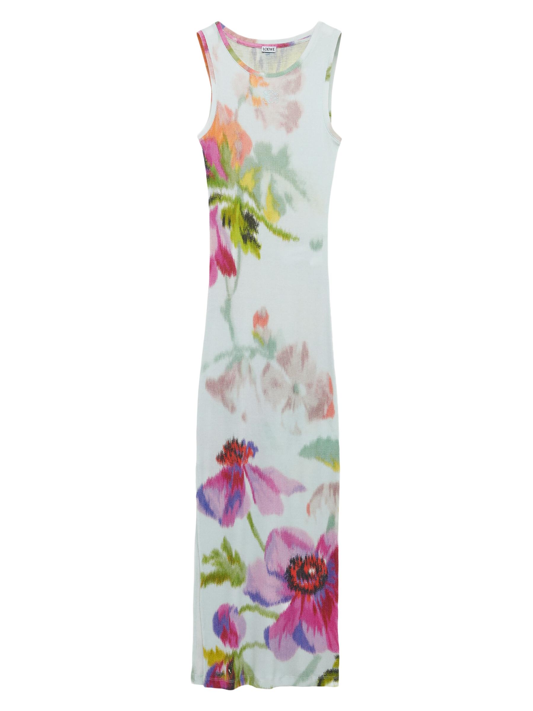 Shop Loewe - Floral Logo Embroidered Silk-Cotton Tank Maxi