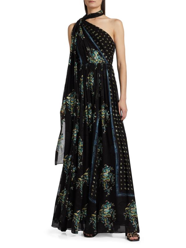 Shop Ulla Johnson - Angelique Printed Silk One-Shoulder
