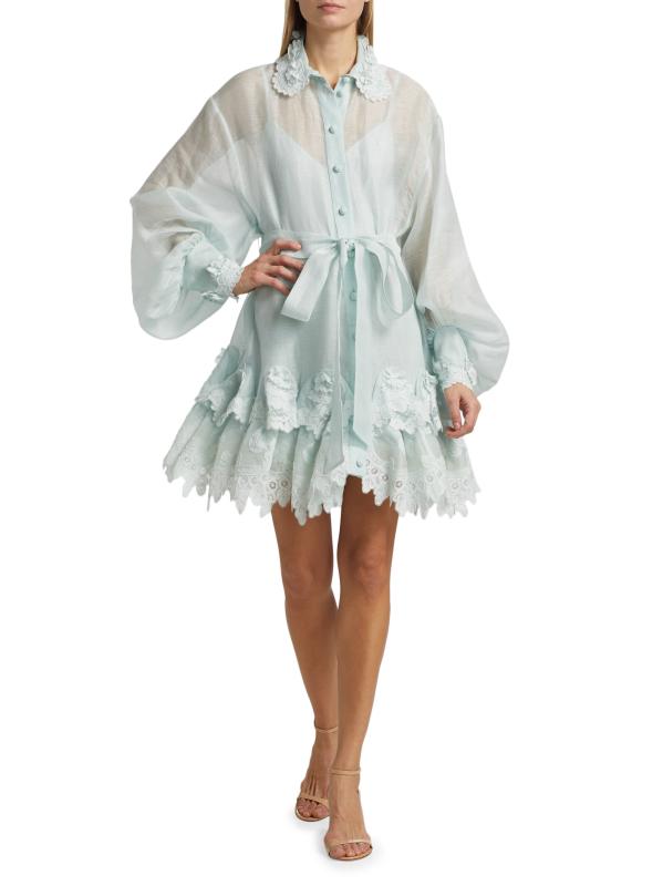 【新品未開封】lace collar shirt dress Shop Zimmermann - Crush Tiered Lace Shirt Dress | Saks Fifth