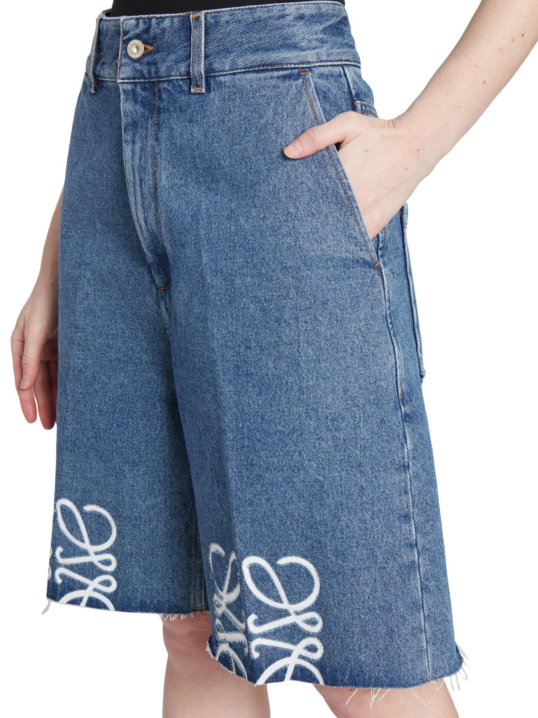 Shop Loewe - Anagram Denim Shorts | Saks Fifth Avenue Bahrain