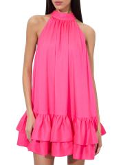 Alice+Olivia ERNA フリル ホルターネック ミニドレス Erna Mini Dress In Wild Pink | Alice + Olivia