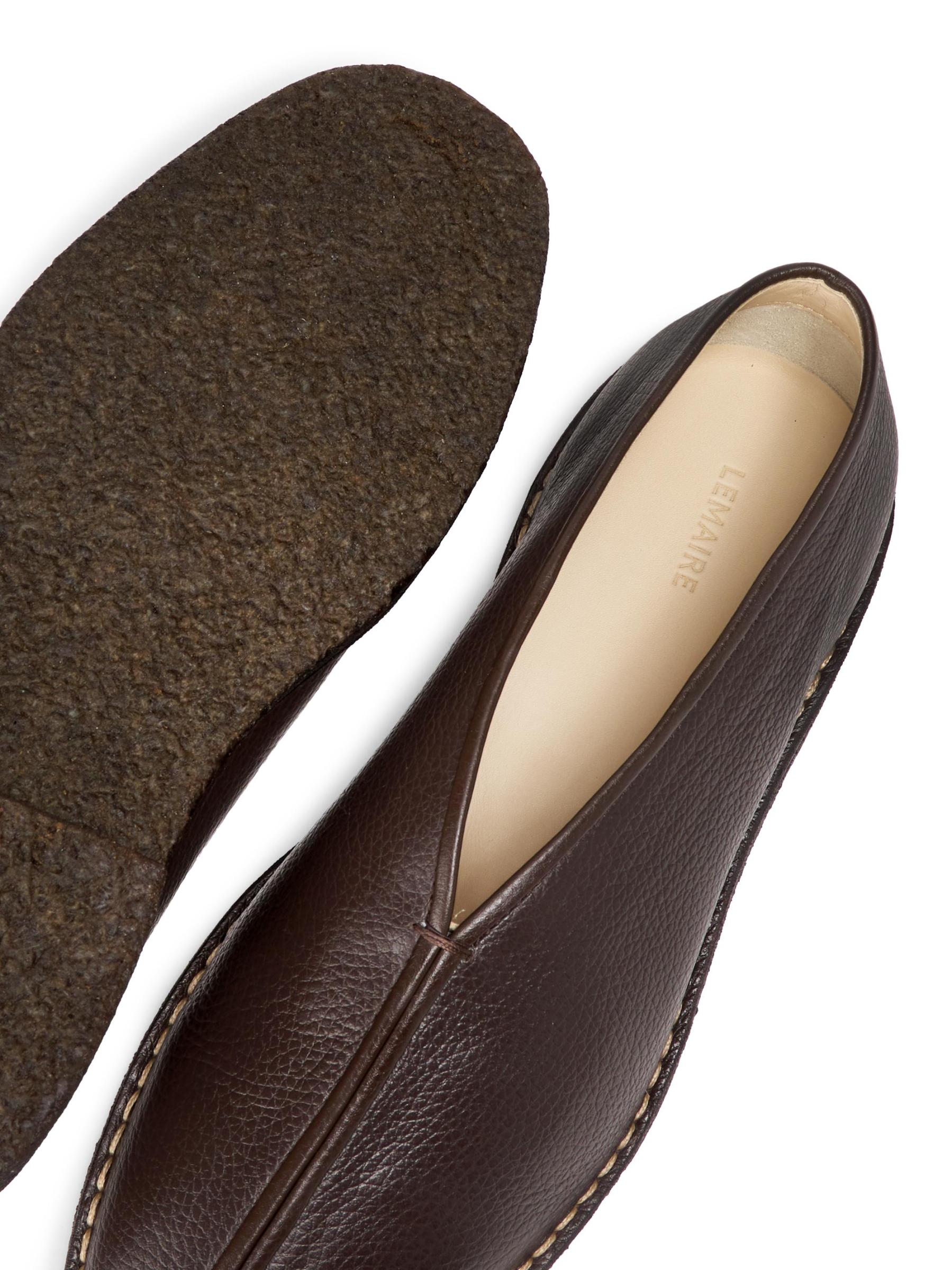 新品未使用　LEMAIRE Slippers Shoes - Brown Flat Piped Slippers in Golden Brown