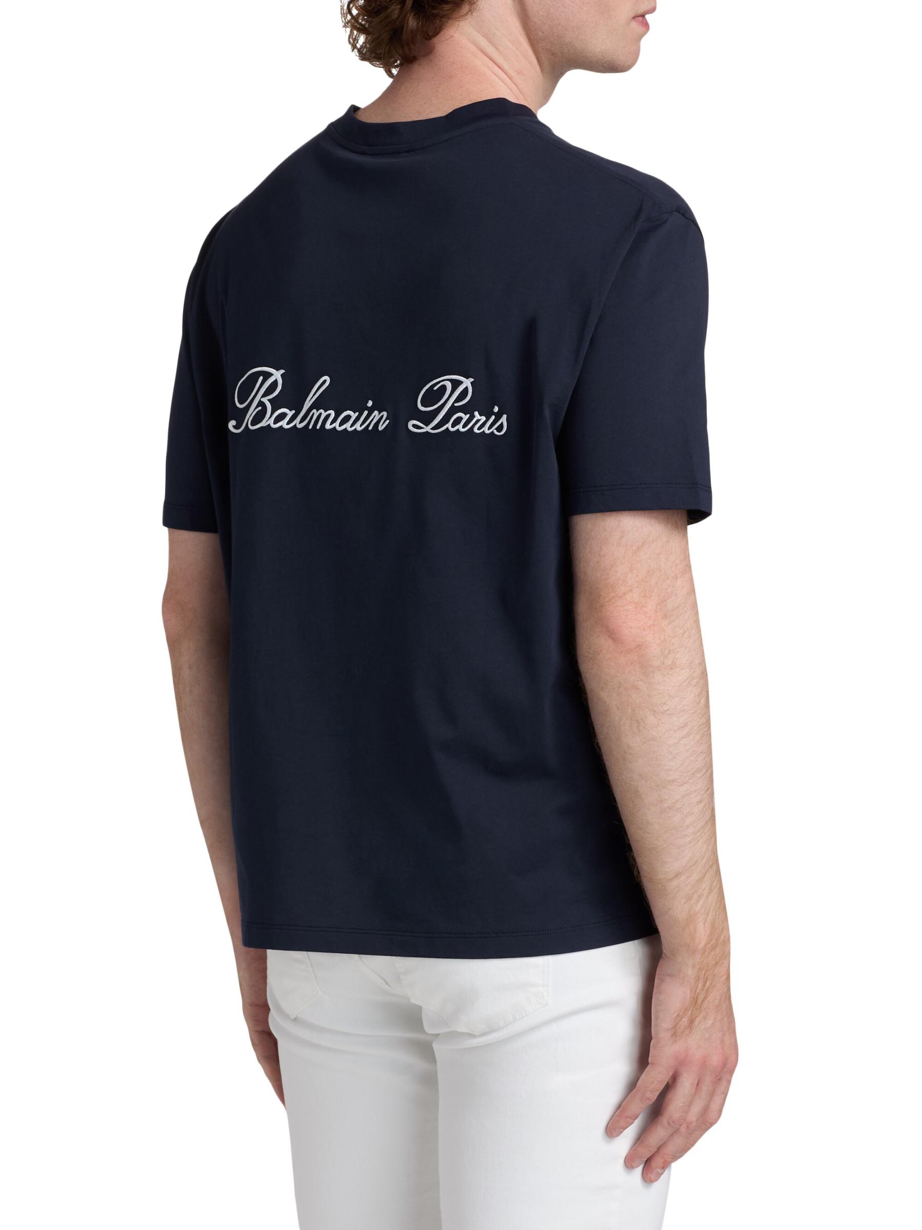Balmain - ロゴ刺繍コットンTシャツ をオンライン購入 | Saks