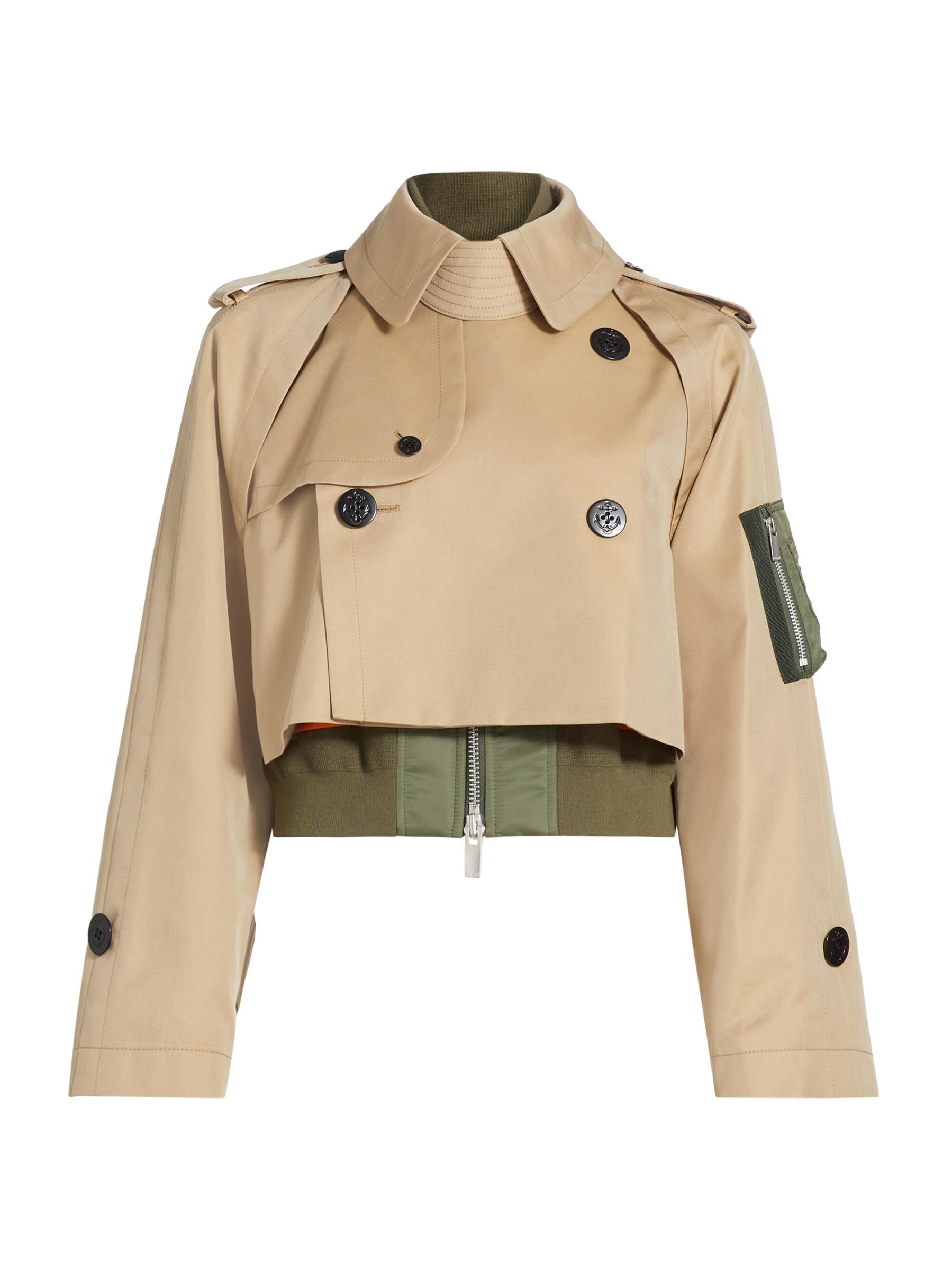 Shop Sacai - Trench Bomber Crop Jacket | Saks Fifth Avenue
