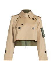 Shop Sacai - Trench Bomber Crop Jacket | Saks Fifth Avenue