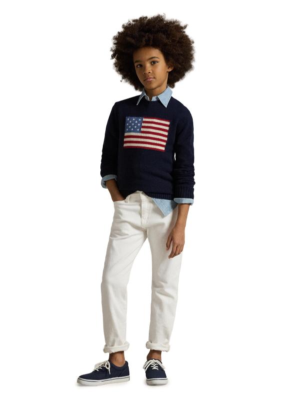 #3: سترة الكشمير بالعلم الأمريكي للأولاد - القوات البحرية