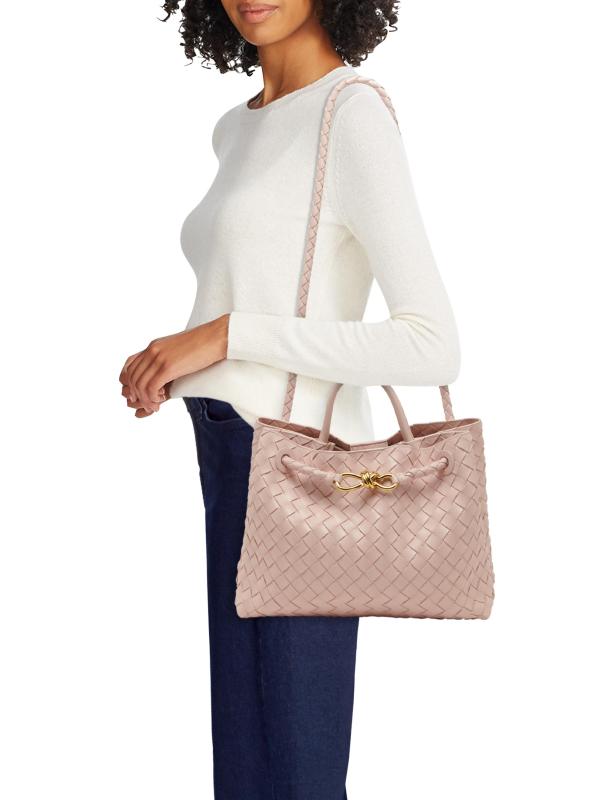 Shop Bottega Veneta - Medium Andiamo Intrecciato Leather Top