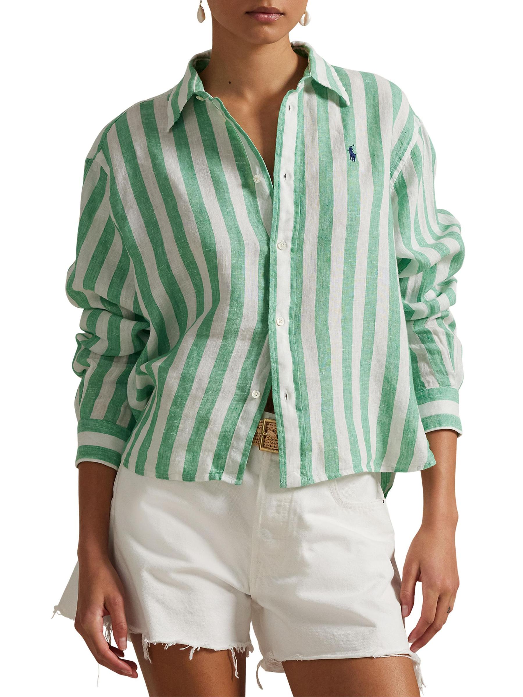 Shop Polo Ralph Lauren - Wide Crop Striped Linen Shirt | Saks Fifth Avenue  Canada, image size:1799x2400