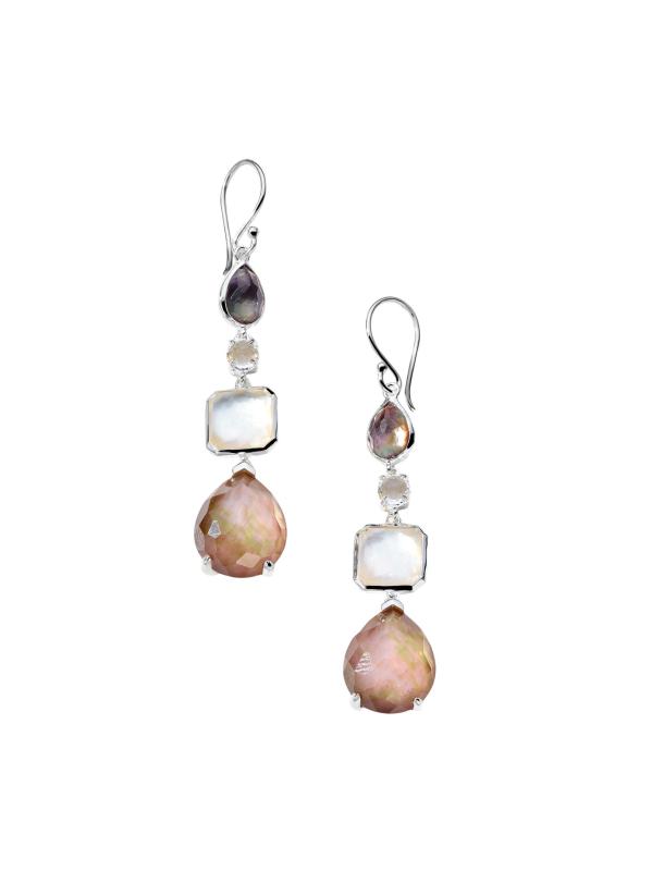 أقراط Rock Candy ذات ربطة عنق سوداء شبه ثمينة متعددة الأحجار والفضة الإسترلينية المختلطة