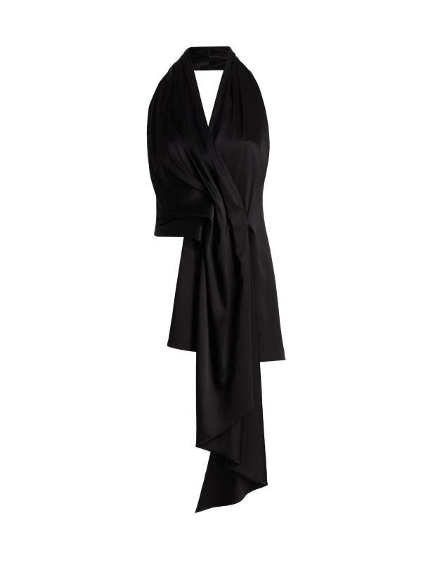 Barbara Satin Asymmetric Halterneck Top