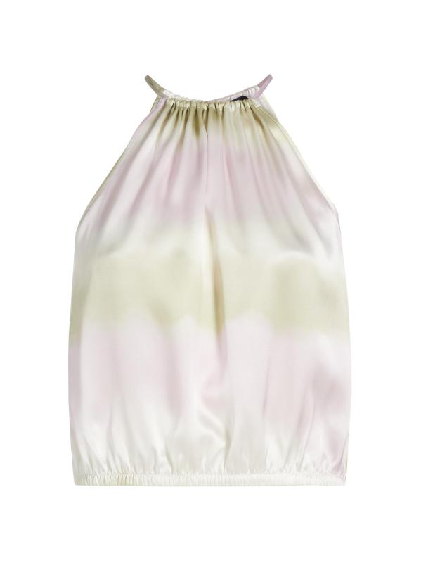 بلوزة حريرية مخططة بألوان مائية Charmeuse