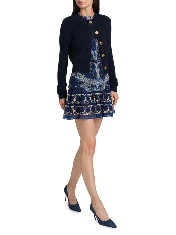 #7: كارديغان من الصوف والكشمير بأزرار زهرية من Ellery - القوات البحرية