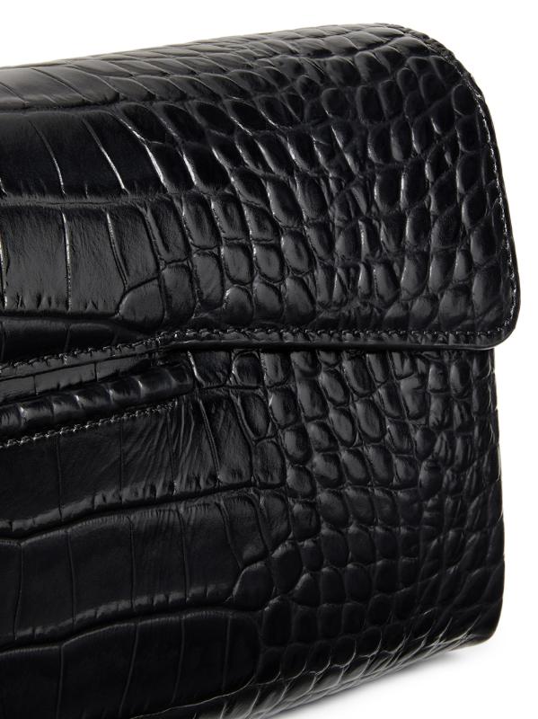 #5: حقيبة تي-كلاتش ناعمة بنقشة جلد التمساح - أسود