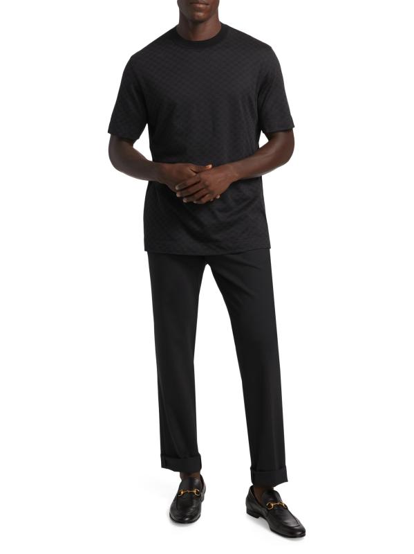 #7: تي شيرت قصير الأكمام من القطن والحرير المربّع - أسود