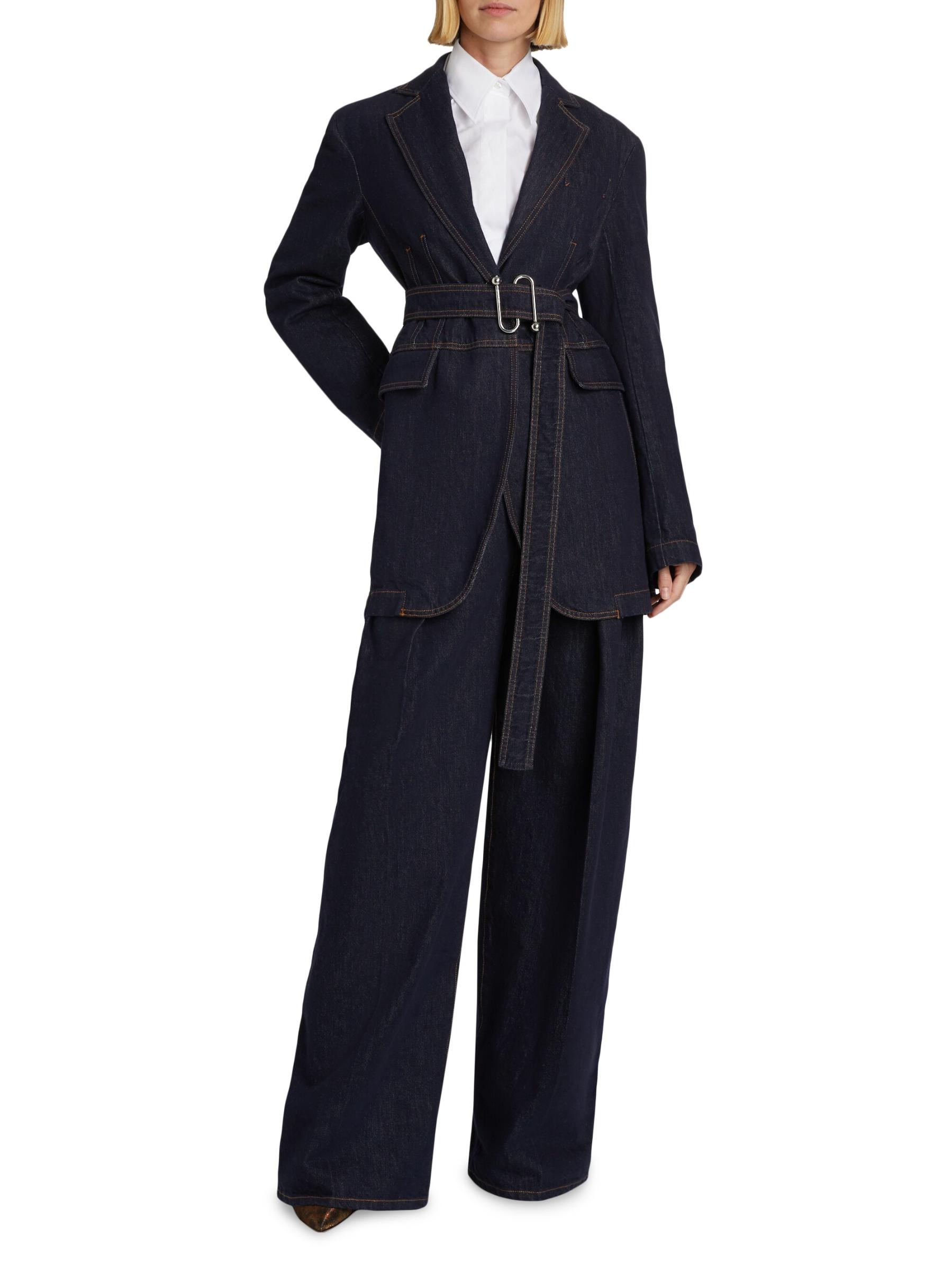 ジャケット Sportmax DOMINO DENIM JACKET SPORTMAX Domino Monogram Buckle Belted Denim Jacket | Nordstrom