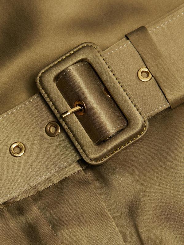 #6: بنطال تيك سيلك بحزام واسع الساق - كاكي