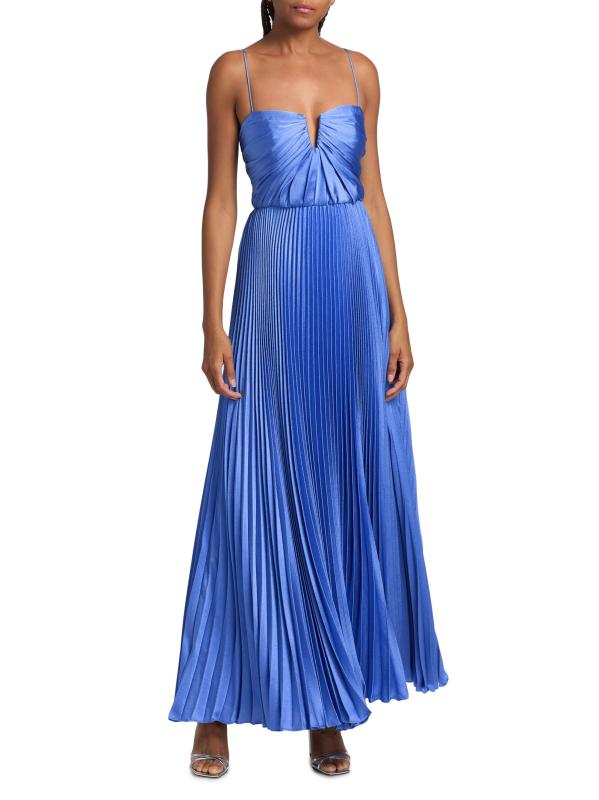 #2: فستان آنا المطروق من الساتان - أزرق جليدي