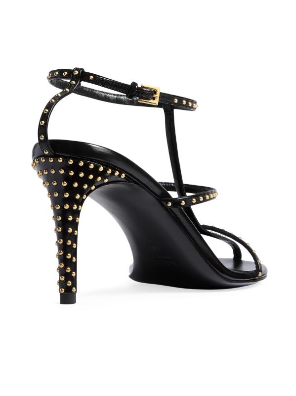 #3: صندل جلدي مرصع بقطر 75 ملم - أسود