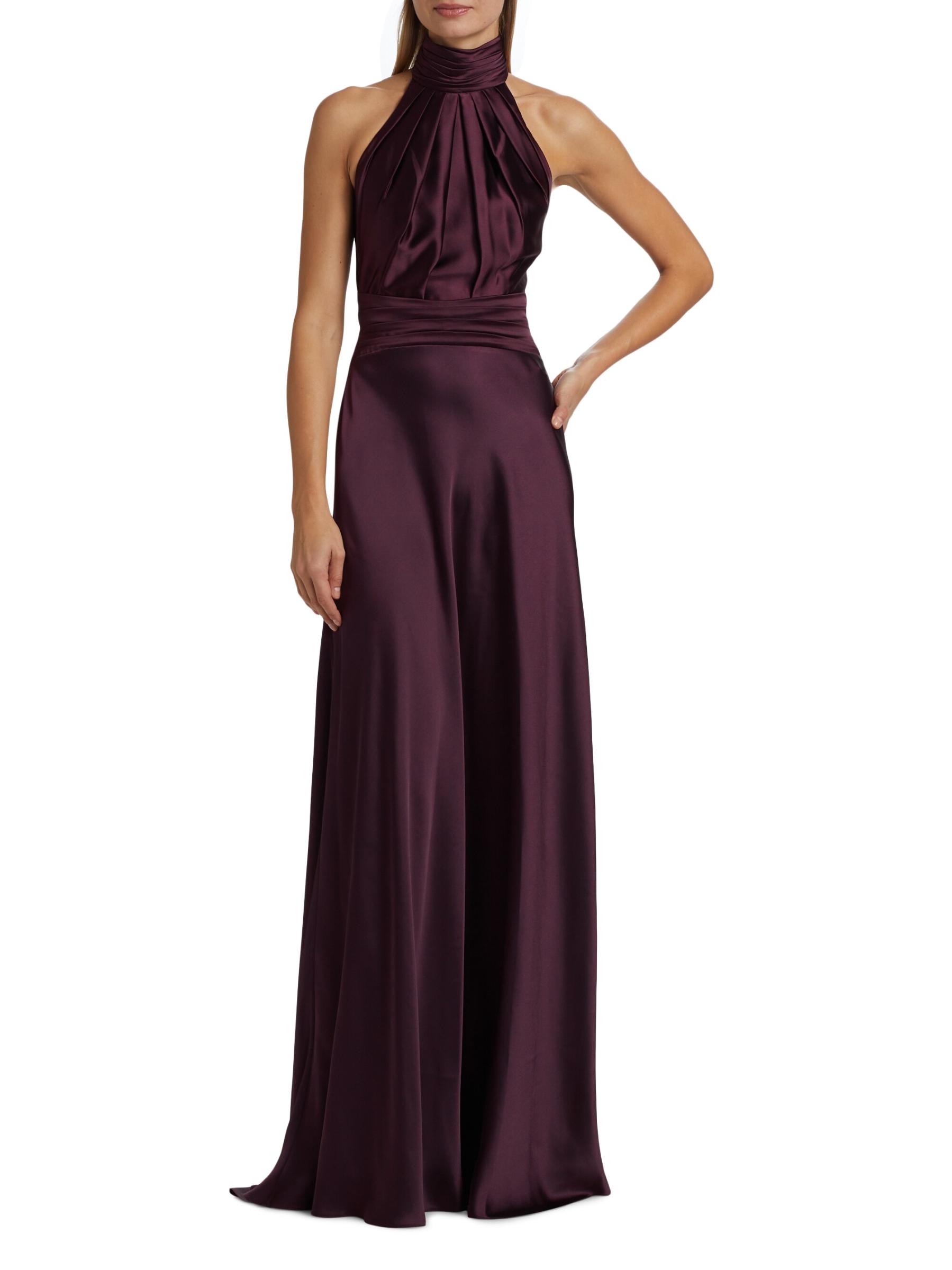 【Atelier silky】 Shop Zuhair Murad - Satin Halter Pleated Gown | Saks Fifth