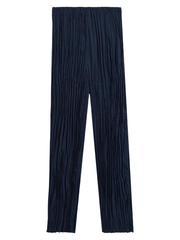 Lilian Pleated Satin Straight-Leg Pants