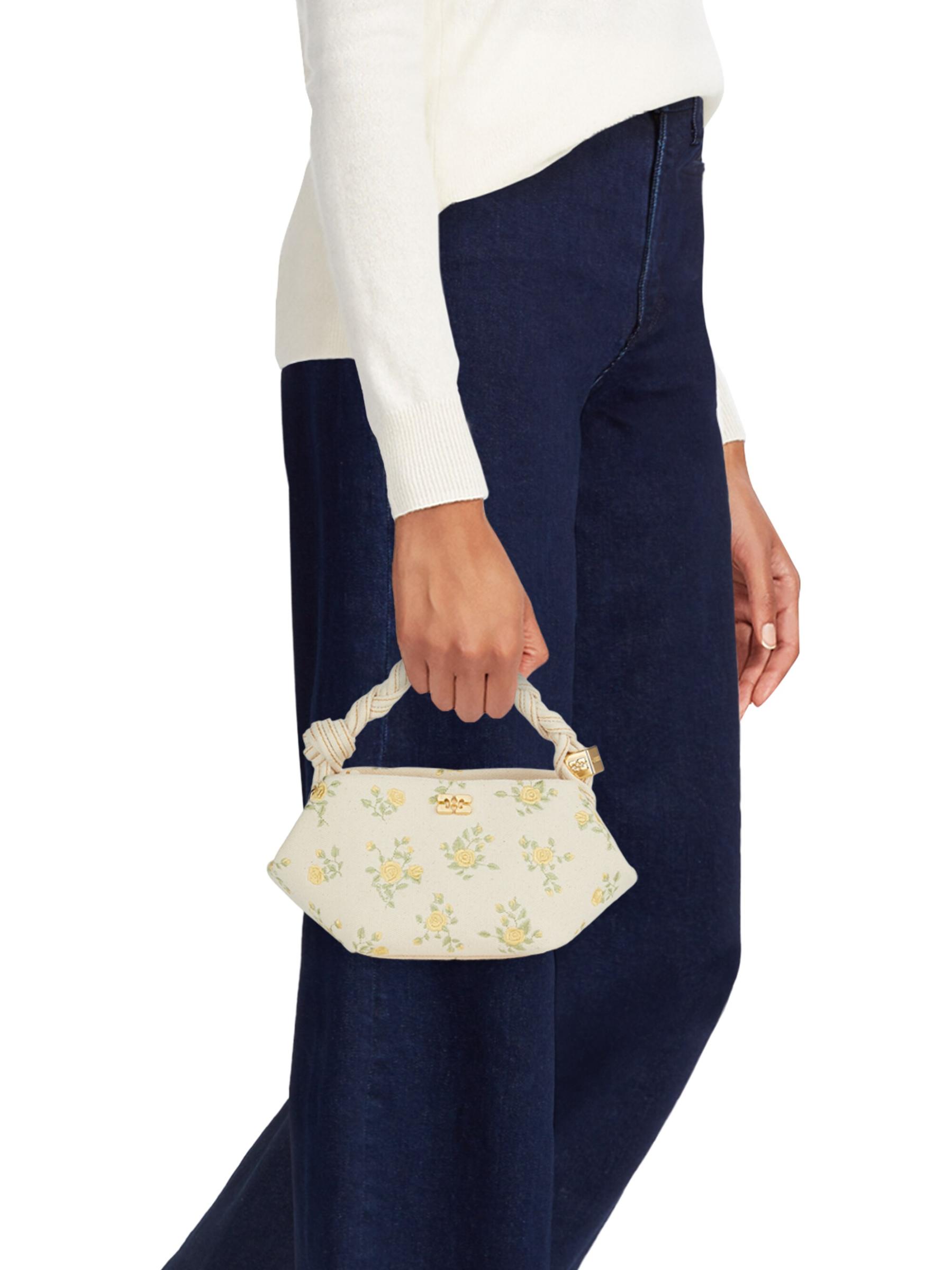 Shop GANNI - Mini Bou Canvas Flowers Top Handle Bag | Saks