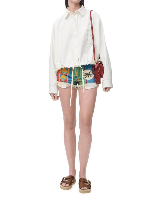 SALE★LOEWEx Paula's Ibiza★デニムホワイト・ショートパンツ36 Paula's Ibiza floral denim shorts in white - Loewe | Mytheresa
