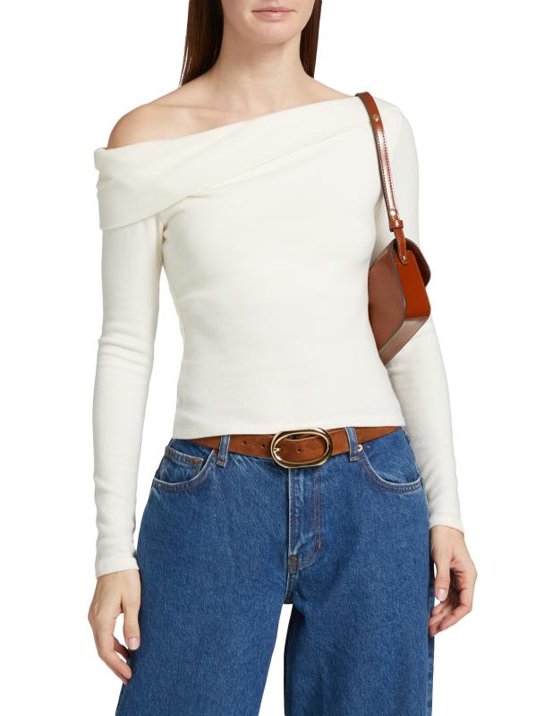 Reformation Elioオフショルダーニット Shop Reformation - Elio Knit Off-the-Shoulder Long-Sleeve