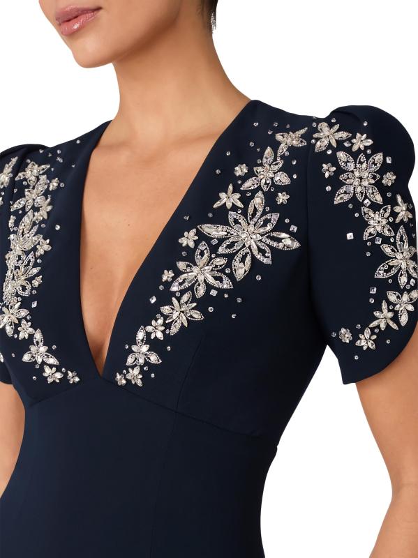 #4: فستان على شكل حرف A مزين بالكريستال برعم الورد - حبر