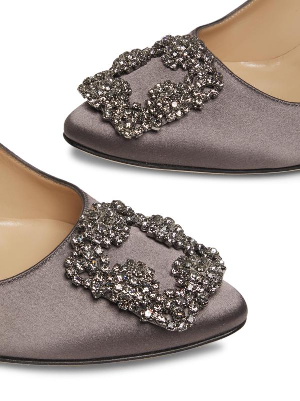 #5: مضخات ساتان مرصعة بالكريستال مقاس 70 مم من هانجيسي - رمادي داكن