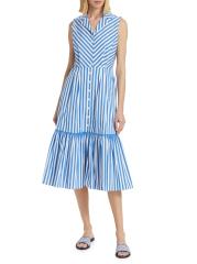 世界の Elie Shop Tahari Midi-Dress Sleeveless Striped Joelle - ワンピース