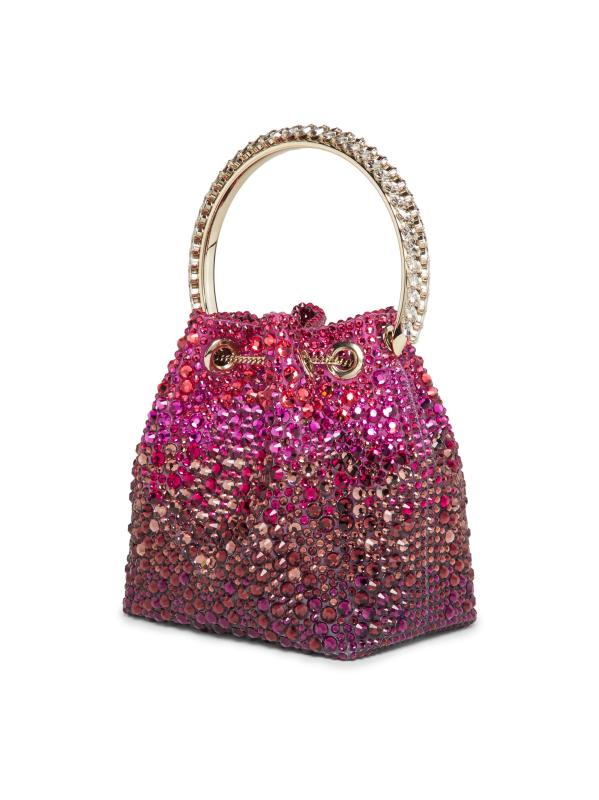 #4: حقيبة بمقبض علوي من الساتان مزيّنة بالكريستال من بون بون - زهرة الشتاء، زهرة الأوركيد البنفسجية