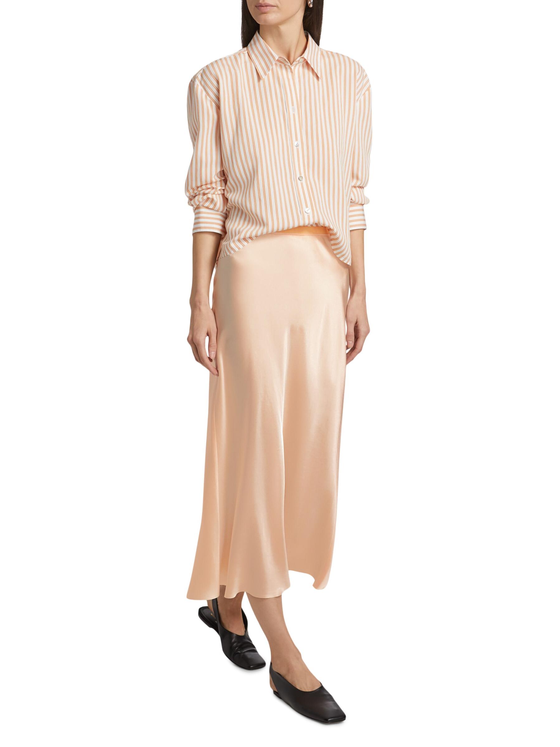 【Vince】 Fringedサテンミディスカート VINCE. Fringed satin midi skirt | THE OUTNET