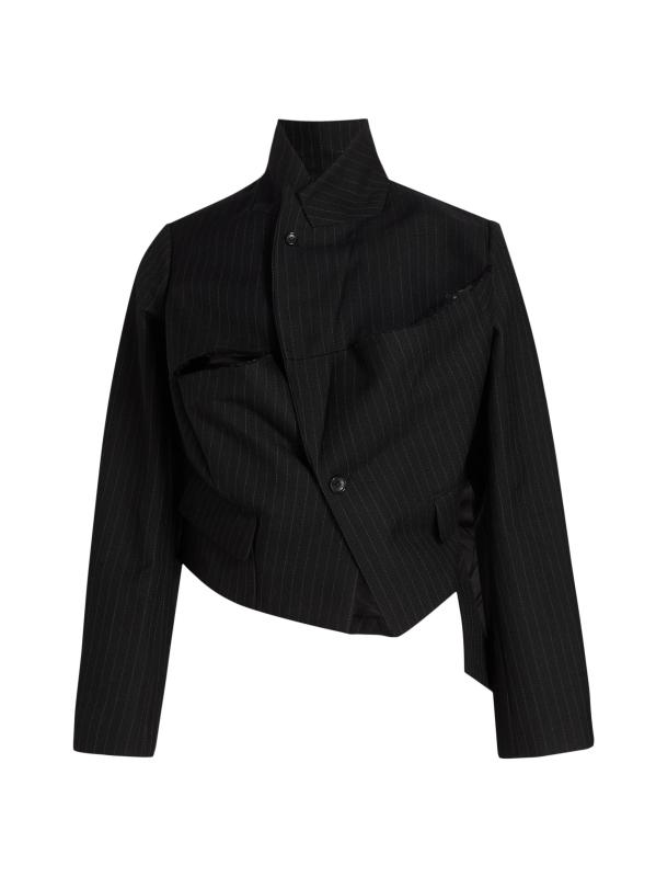 Pinstriped Wool Blazer