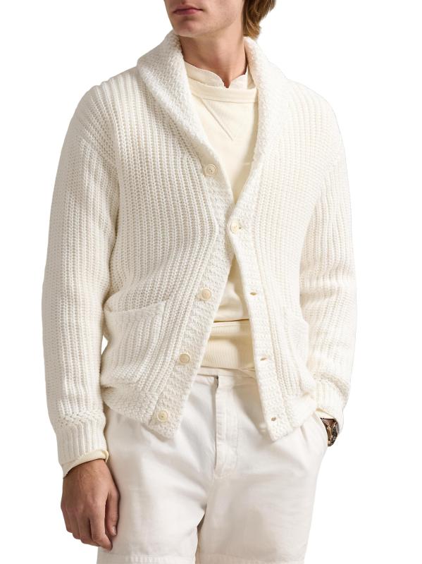 Shop Polo Ralph Lauren Linen-Cotton Shawl-Collar Cardigan Saks