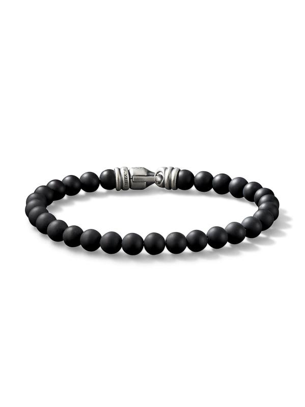 Matte Black Onyx 
Sterling Silver Beaded Bracelet