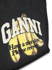 【関送込】GANNI ラージ バナナプリント トートバッグ Black Black Large Banana Print Tote | GANNI ES
