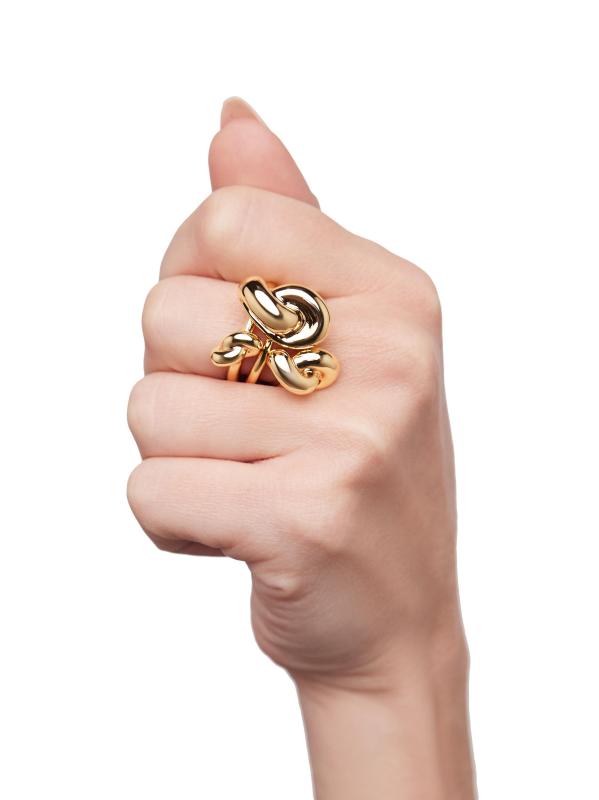 #2: طقم خواتم Knot من 3 قطع مطلية بالذهب عيار 10 قيراط - أصفر + ذهبي