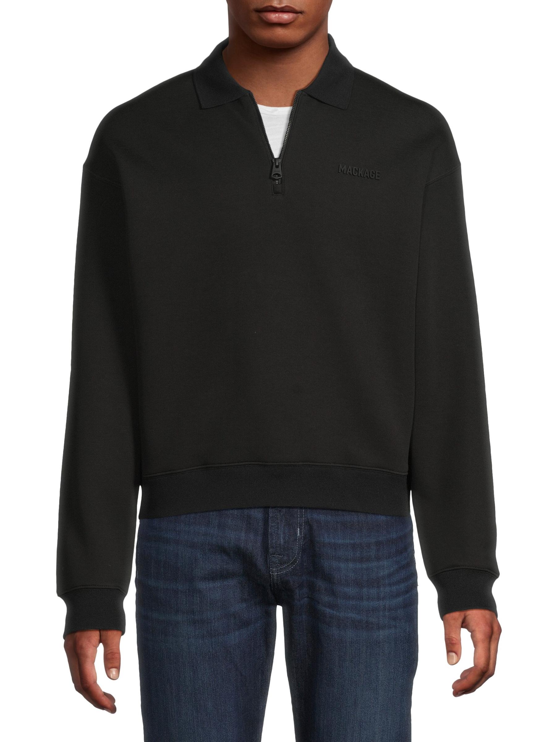 Shop Mackage - Felix Half-Zip Double-Face Jersey Sweater
