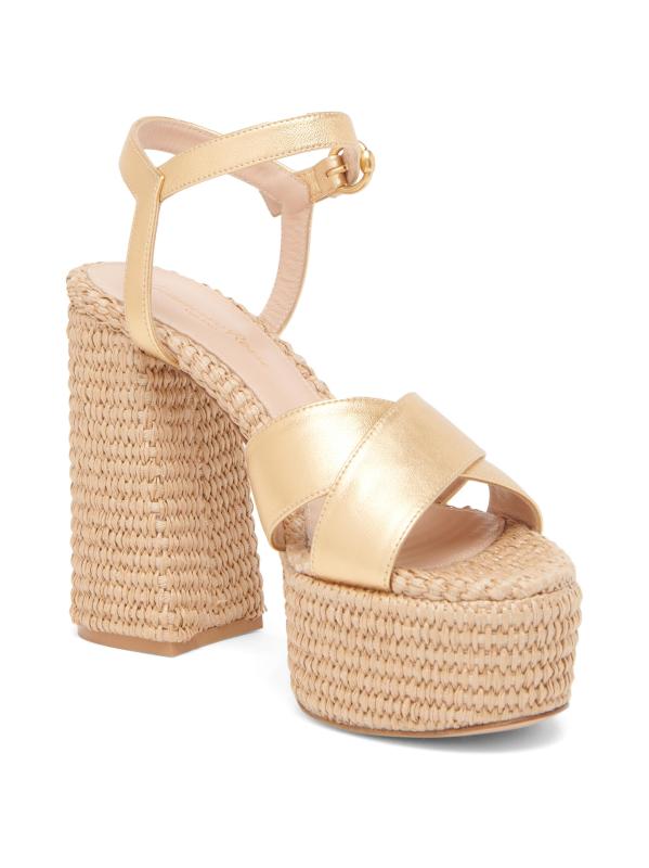 #2: صندل بيبي الجلدي والرافيا بلاتفورم - نهر ميكونغ الطبيعي