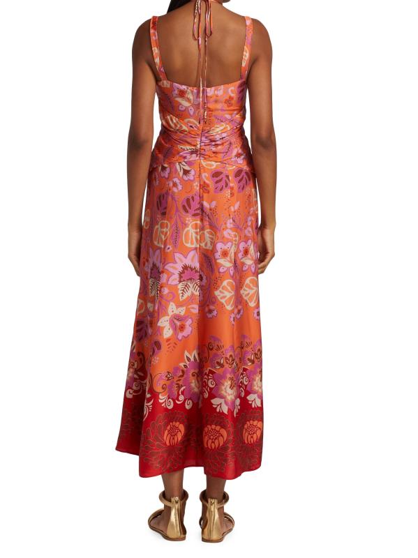 #4: فستان متوسط الطول بفتحات زهرية من نيسا - زهر البرتقال