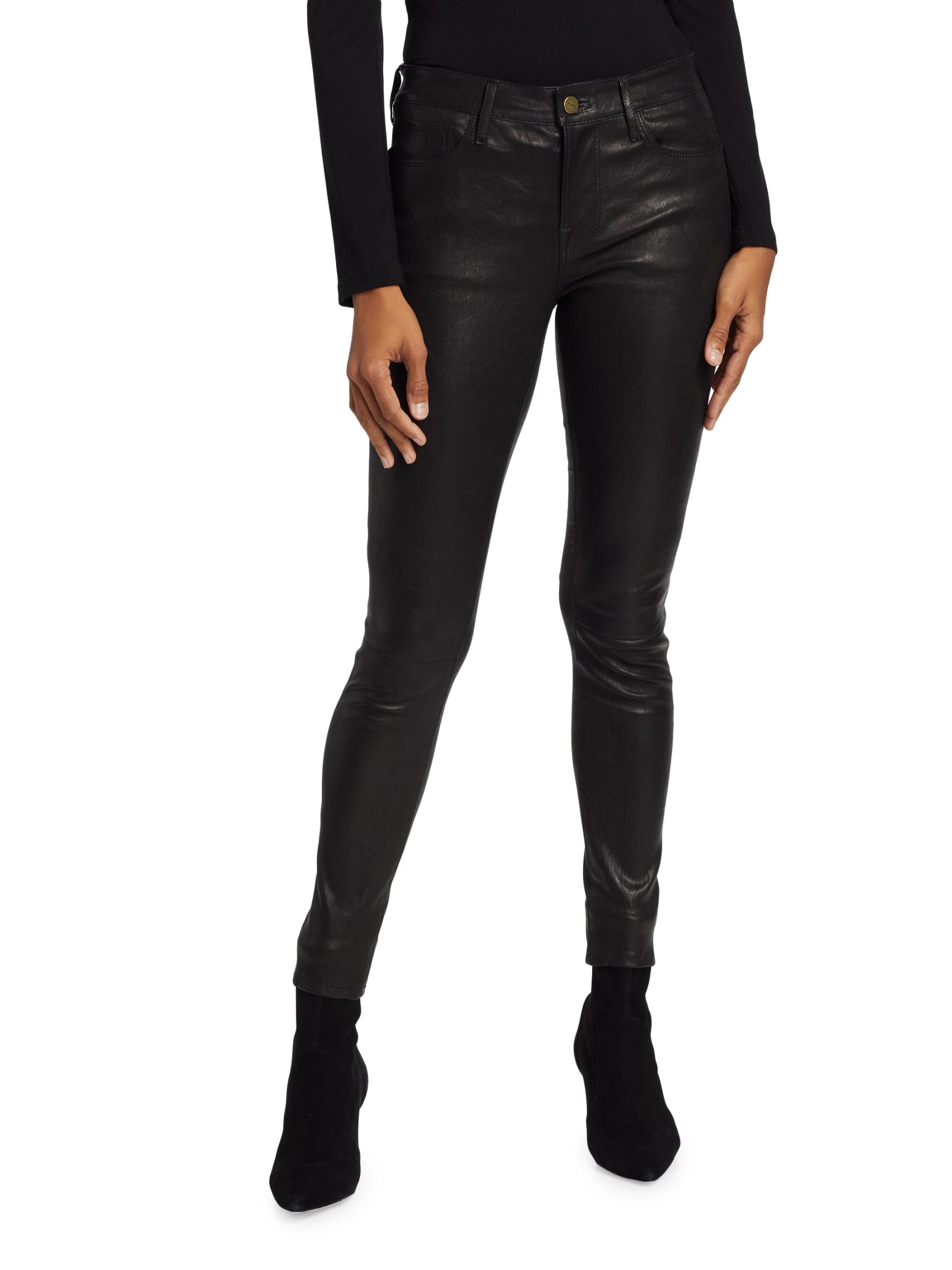 【Frame】 Le Highスキニーレザーパンツ Leather Le High Skinny in Washed Black – FRAME