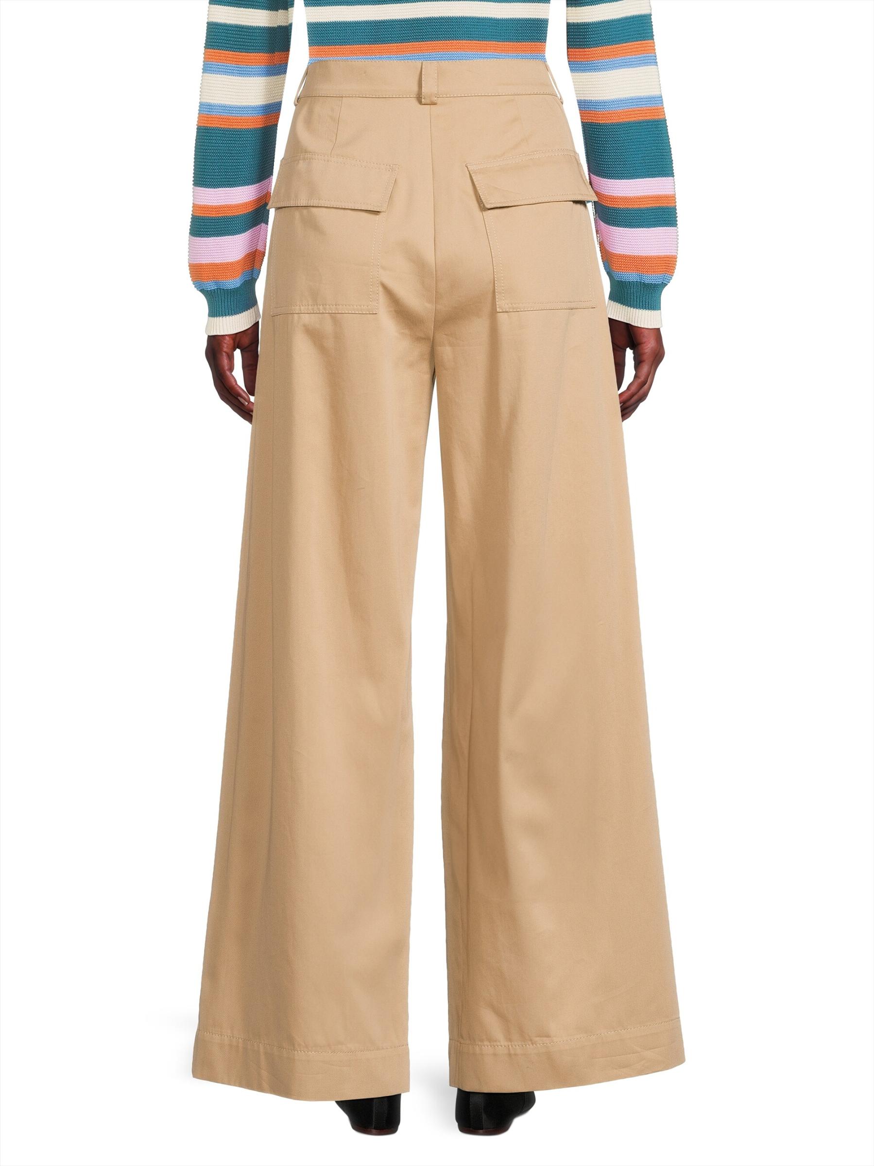 WEEKEND MAX MARA [ネッビエ] コットン ギャバジン pants NEBBIE Wide-fit cotton gabardine trousers, kaki | 